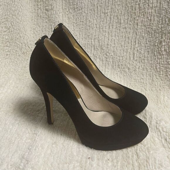 Michael Michael Kors leather suede black slip on platform heels SZ9M - Picture 1 of 8